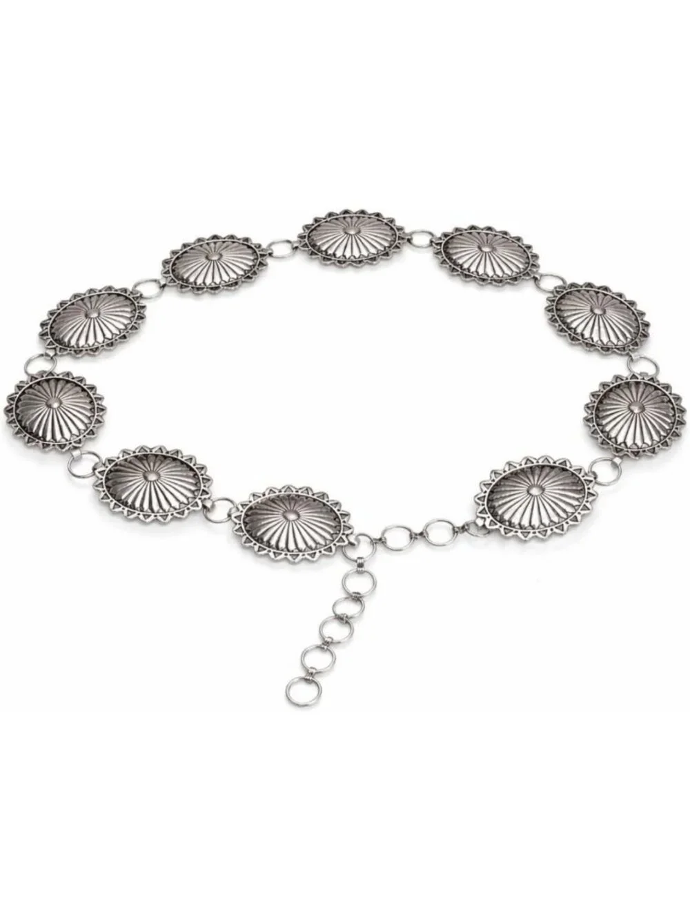 Stylish Western Metal Oval Concho Chain Belt - Trendy Accessory for Any Outfit